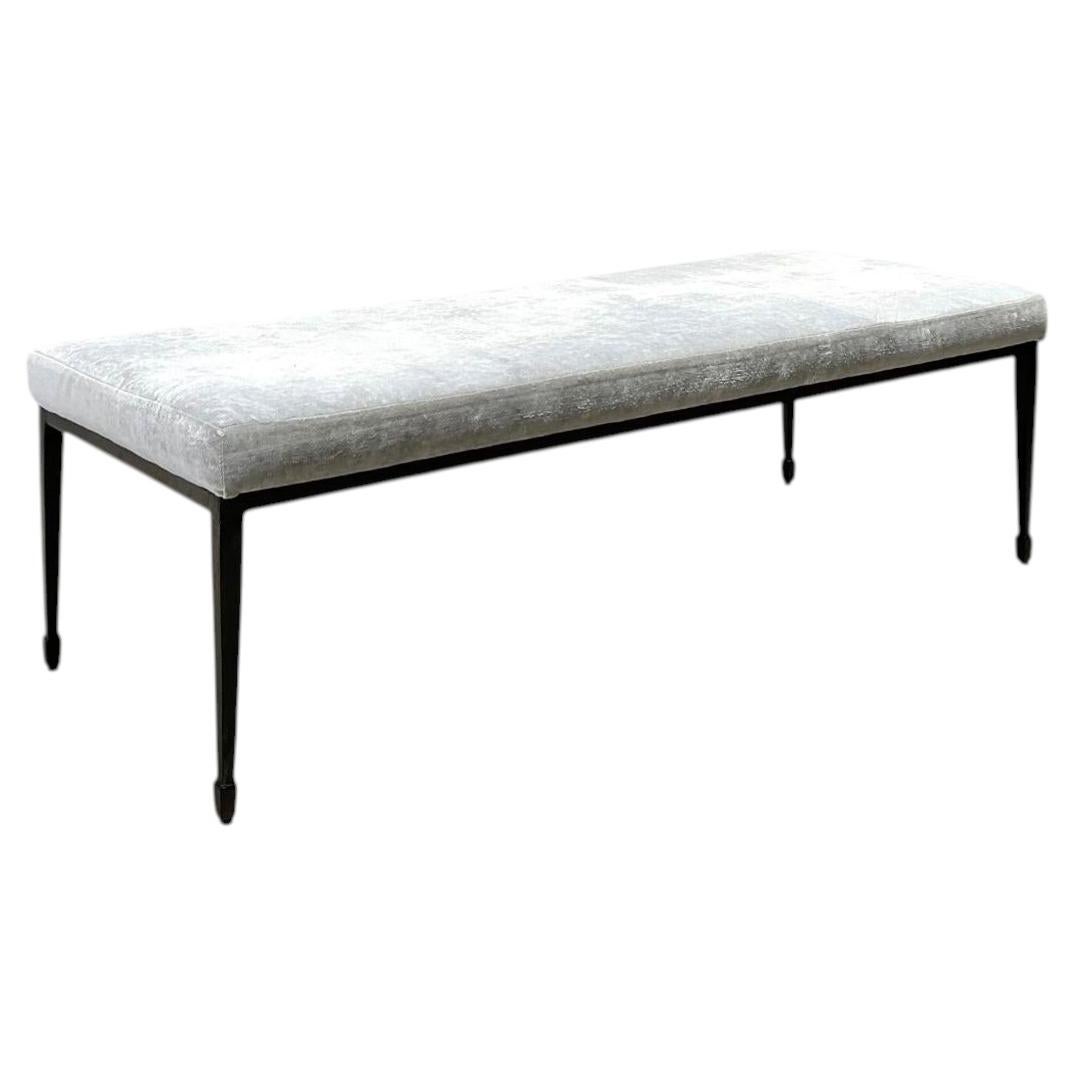 Vintage Bernhardt Upholstered Metal Frame Bench