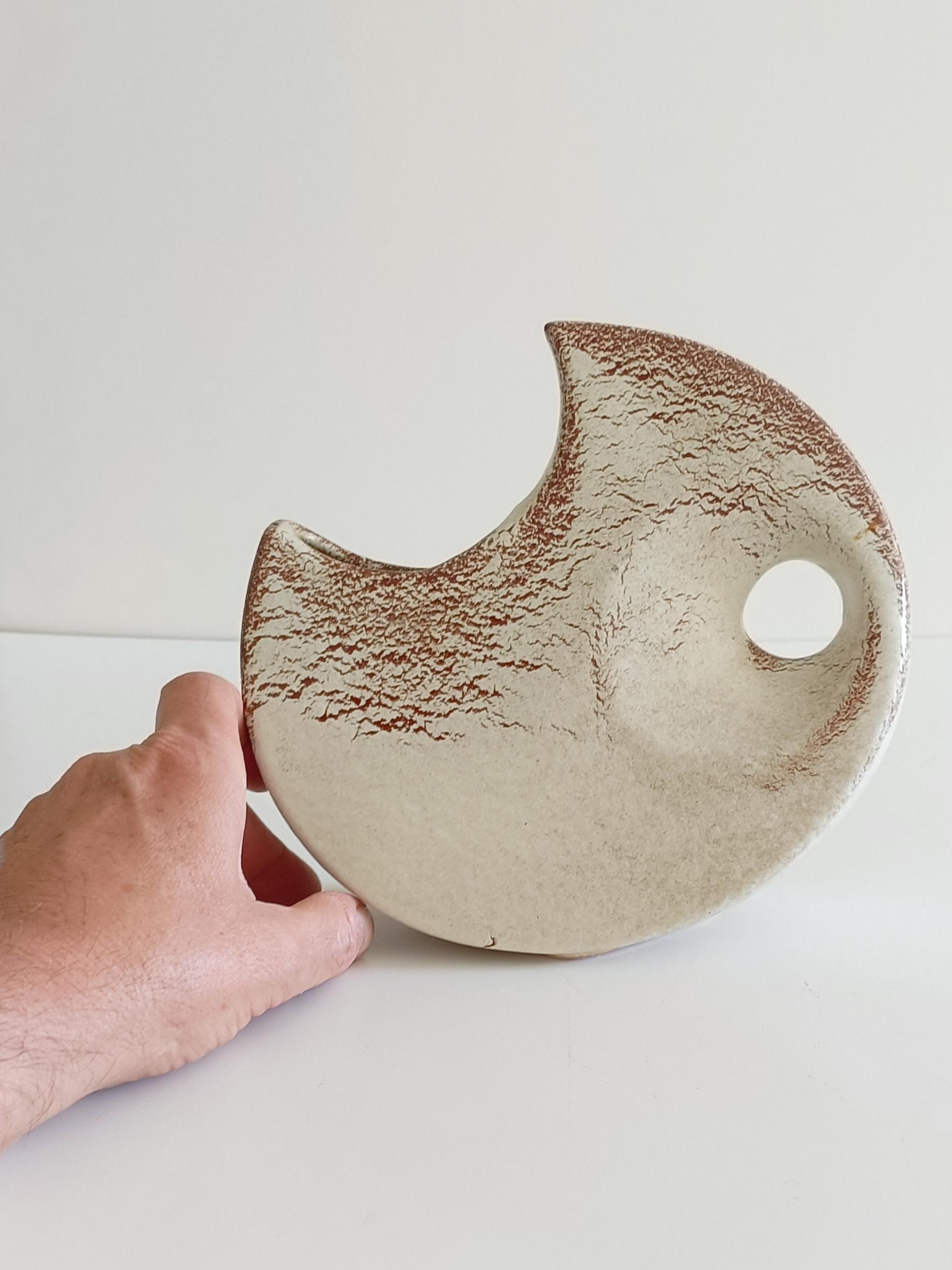 Brocca a forma di luna in ceramica vintage di Bertoncello di Roberto Rigon, Italia, anni '60 2