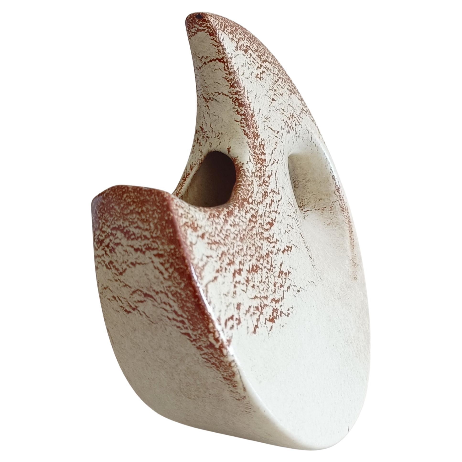 Mid-Century moderno Brocca a forma di luna in ceramica vintage di Bertoncello di Roberto Rigon, Italia, anni '60