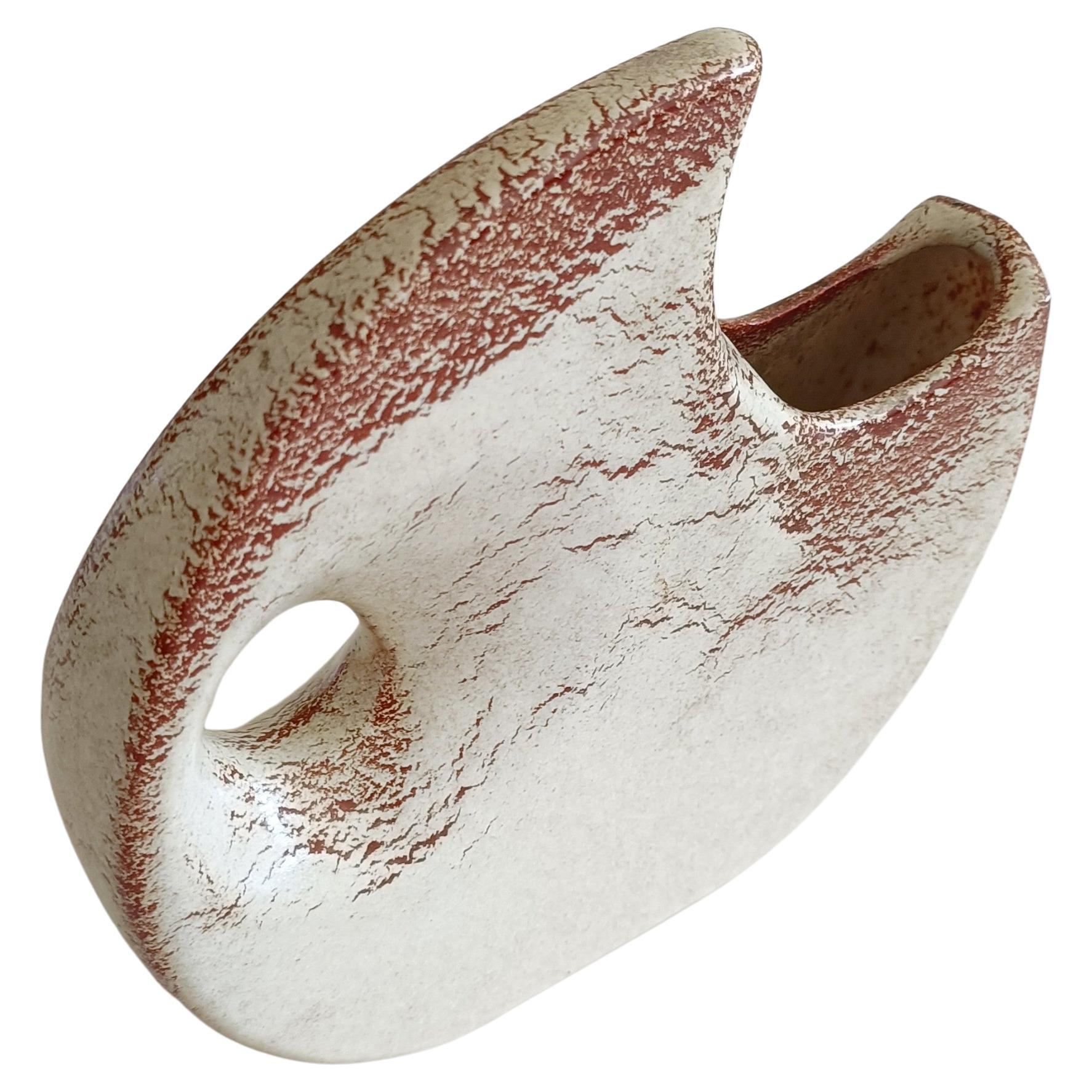 Mid-20th Century Vintage Bertoncello by Roberto Rigon Moon Shape Ceramic Pitcher, Italy, 1960s For Sale