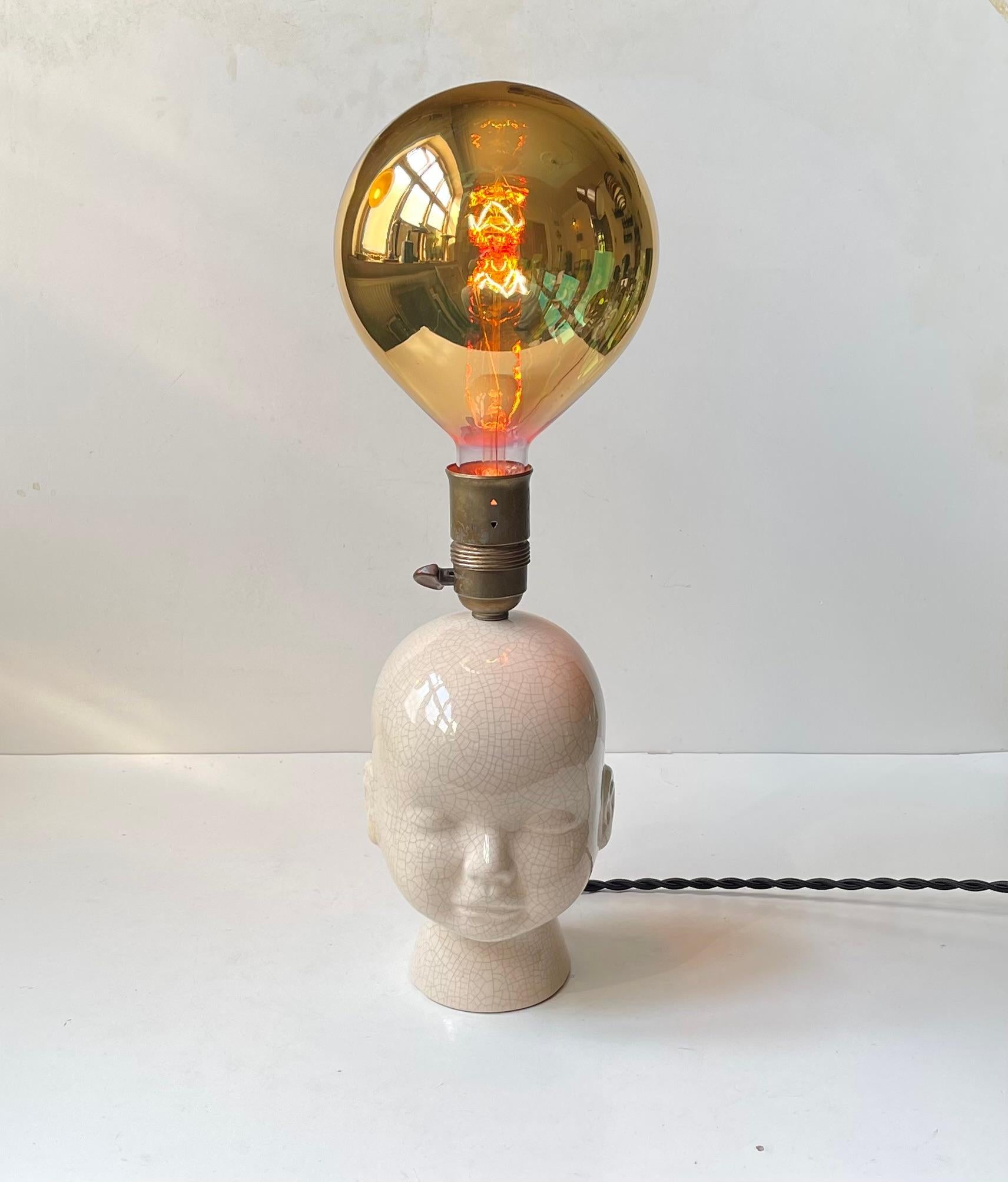 Vintage Bespoke Italian Balloon Baby Head Table Lamp For Sale 5