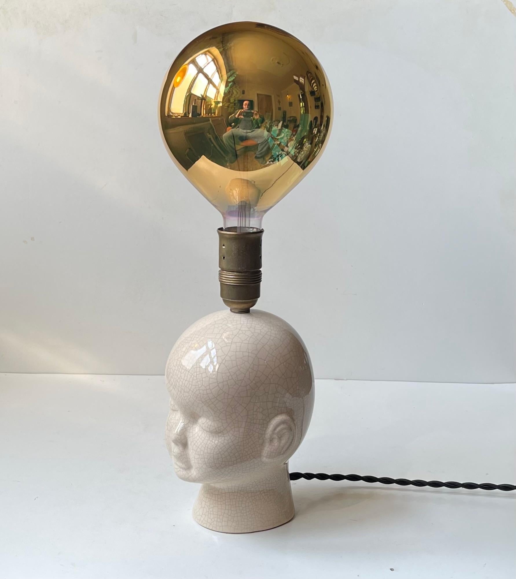 Brass Vintage Bespoke Italian Balloon Baby Head Table Lamp For Sale