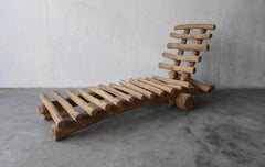 Vintage Bespoke Log Chaise Lounge Chair