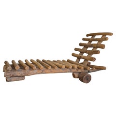 Vintage Bespoke Log Chaise Lounge Chair