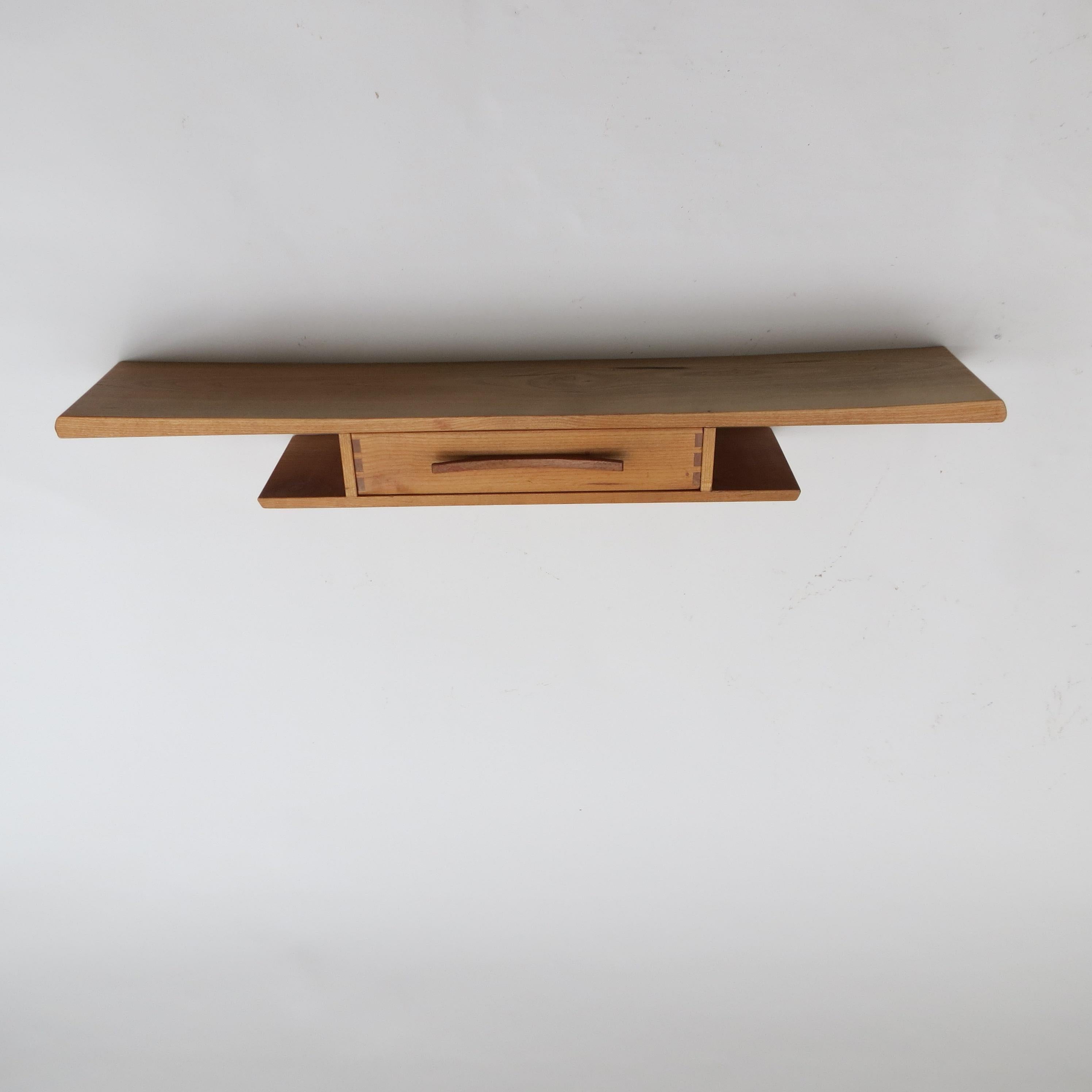 Vintage bespoke made Japanese style floating shelf For Sale 4