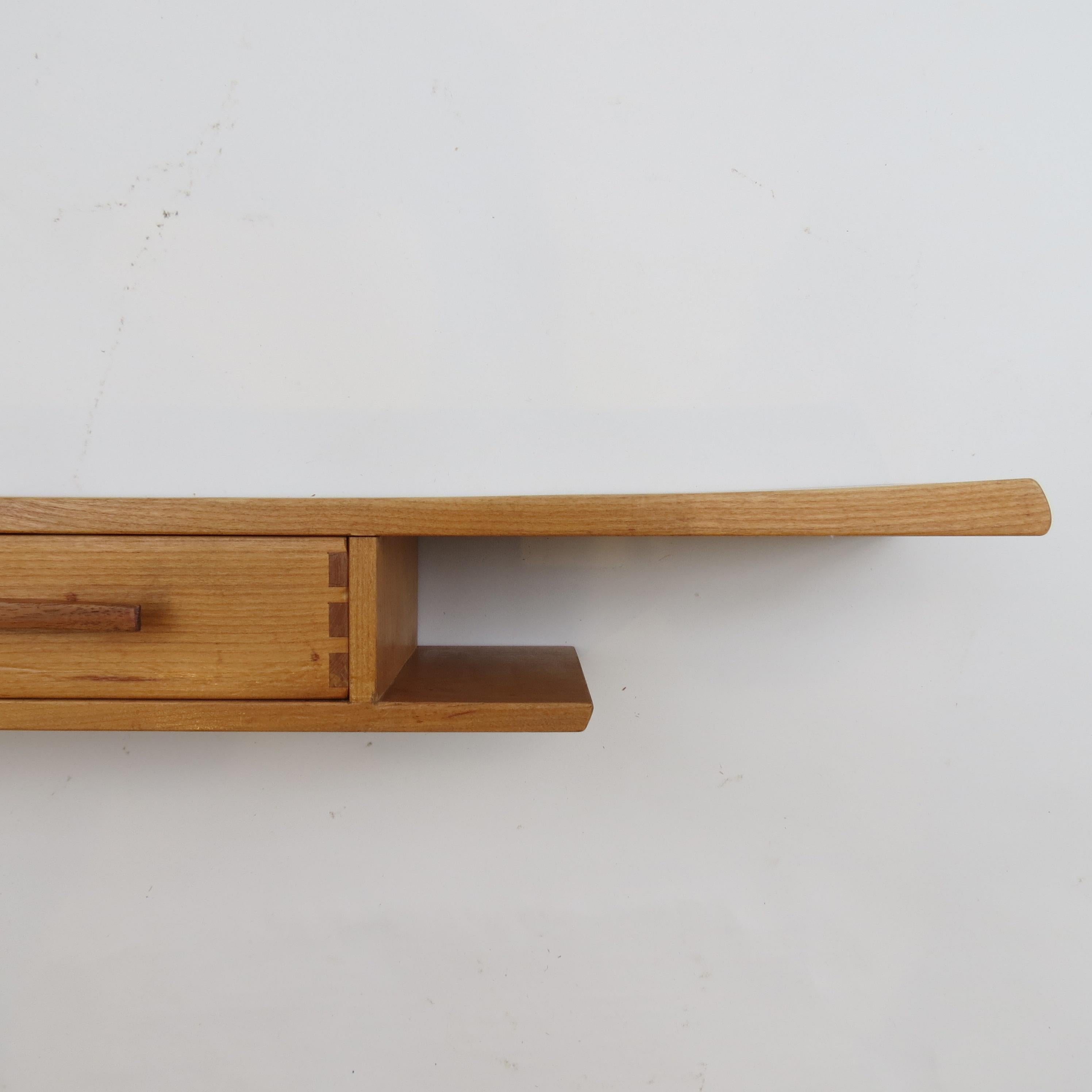 Vintage bespoke made Japanese style floating shelf For Sale 2