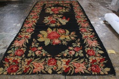 Vintage Bessarabian Kilim Black Green Pink Wool Flat-Weave Rug by Rug & Kilim