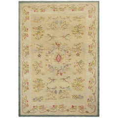 Bessarabischer Vintage-Kilim in Gold-Beige mit bunten Blumen - Rug
Kilim