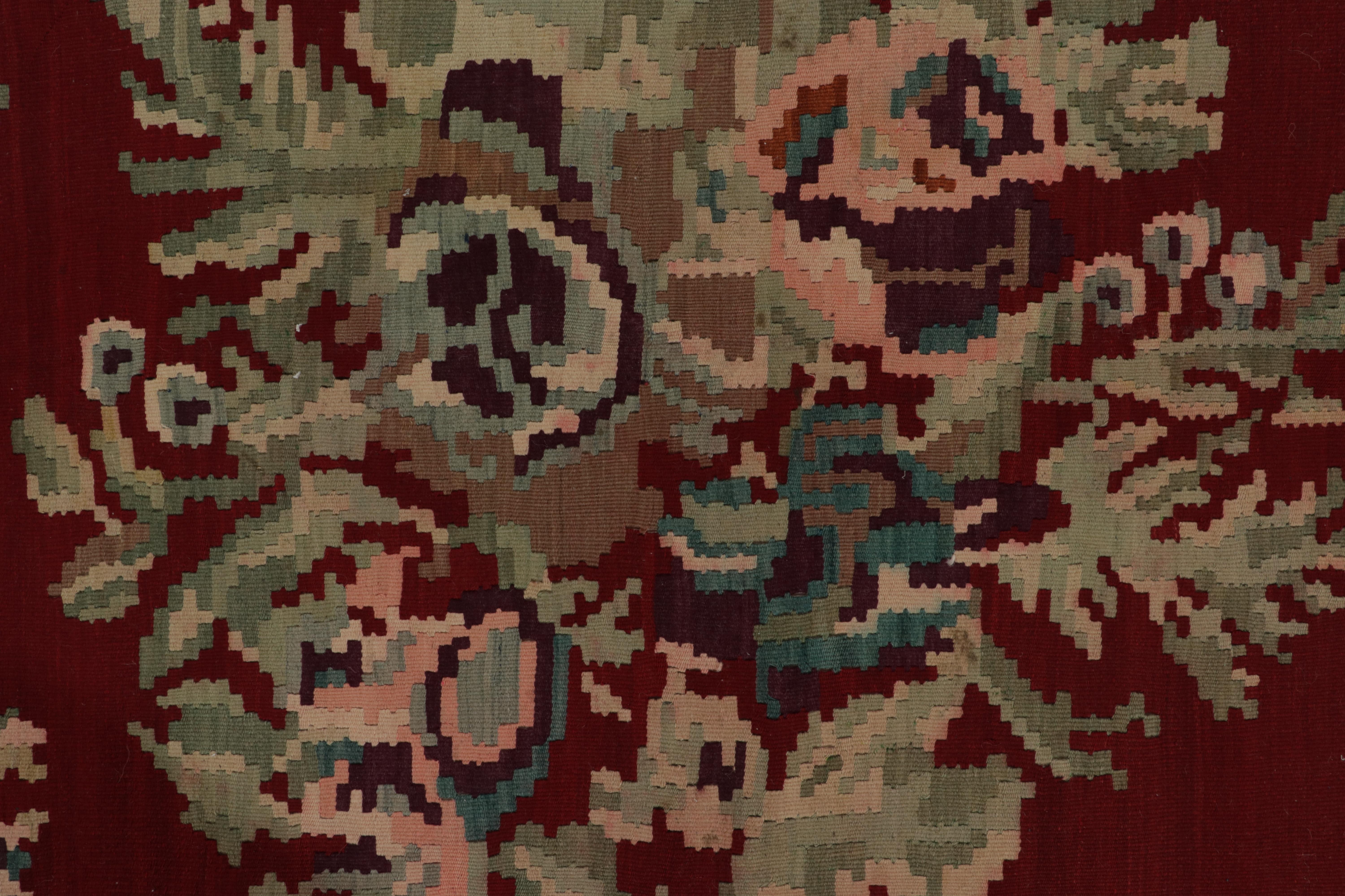 Bessarabischer Kelim in Rot mit grünem und rosa Blumenmuster von Teppich & Kelim im Angebot 2