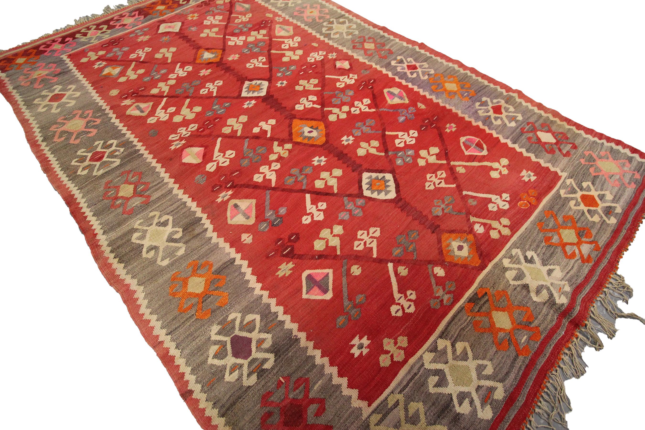 Vintage Bessarabian Kilim Rug Handwoven rug Tribal Geometric Rug 6x9 178cmx267cm For Sale 1