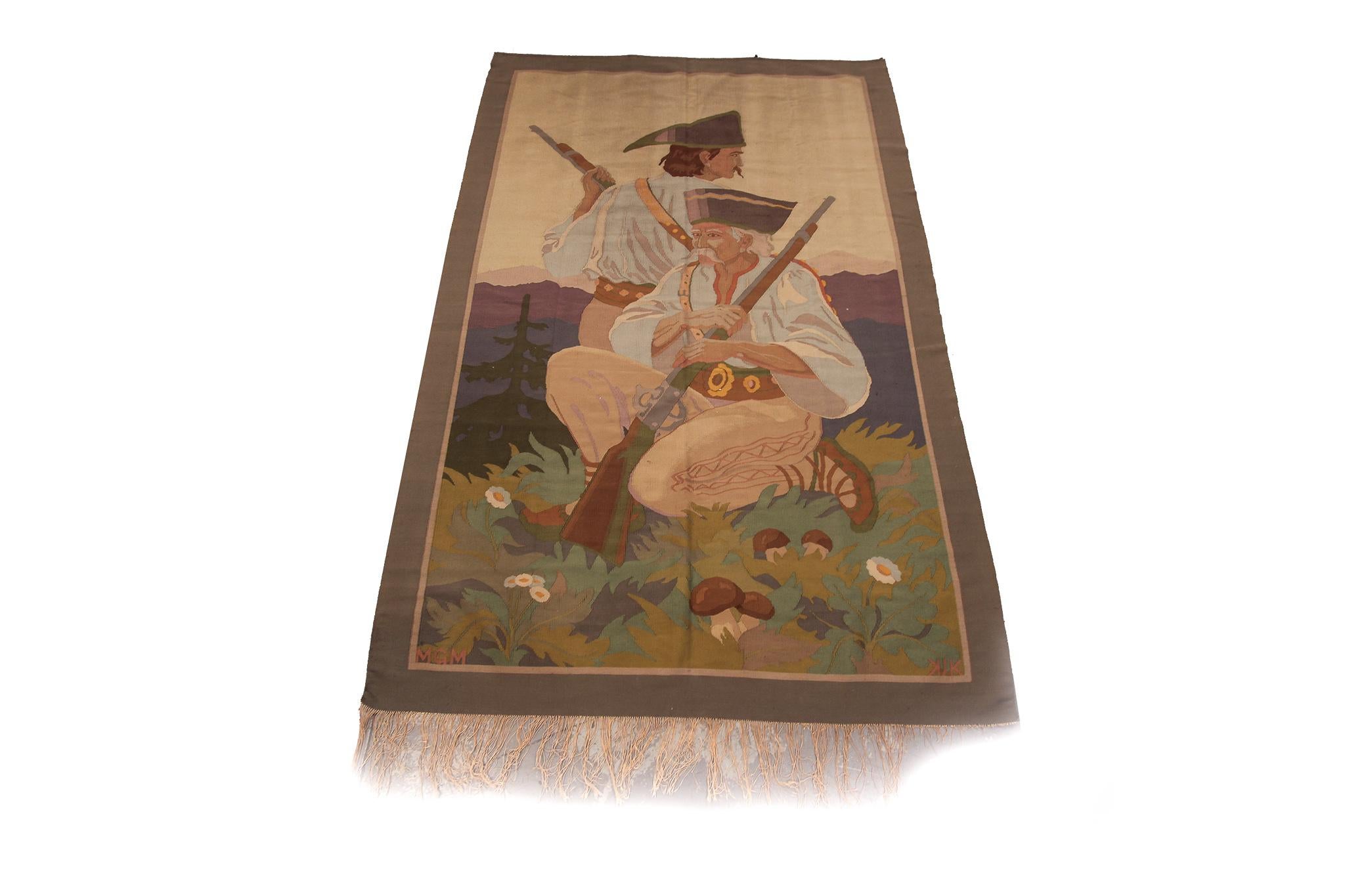 Rare Vintage Bessarabian Tapestry Signed Fine Tapestry Silk Foundation
4'7