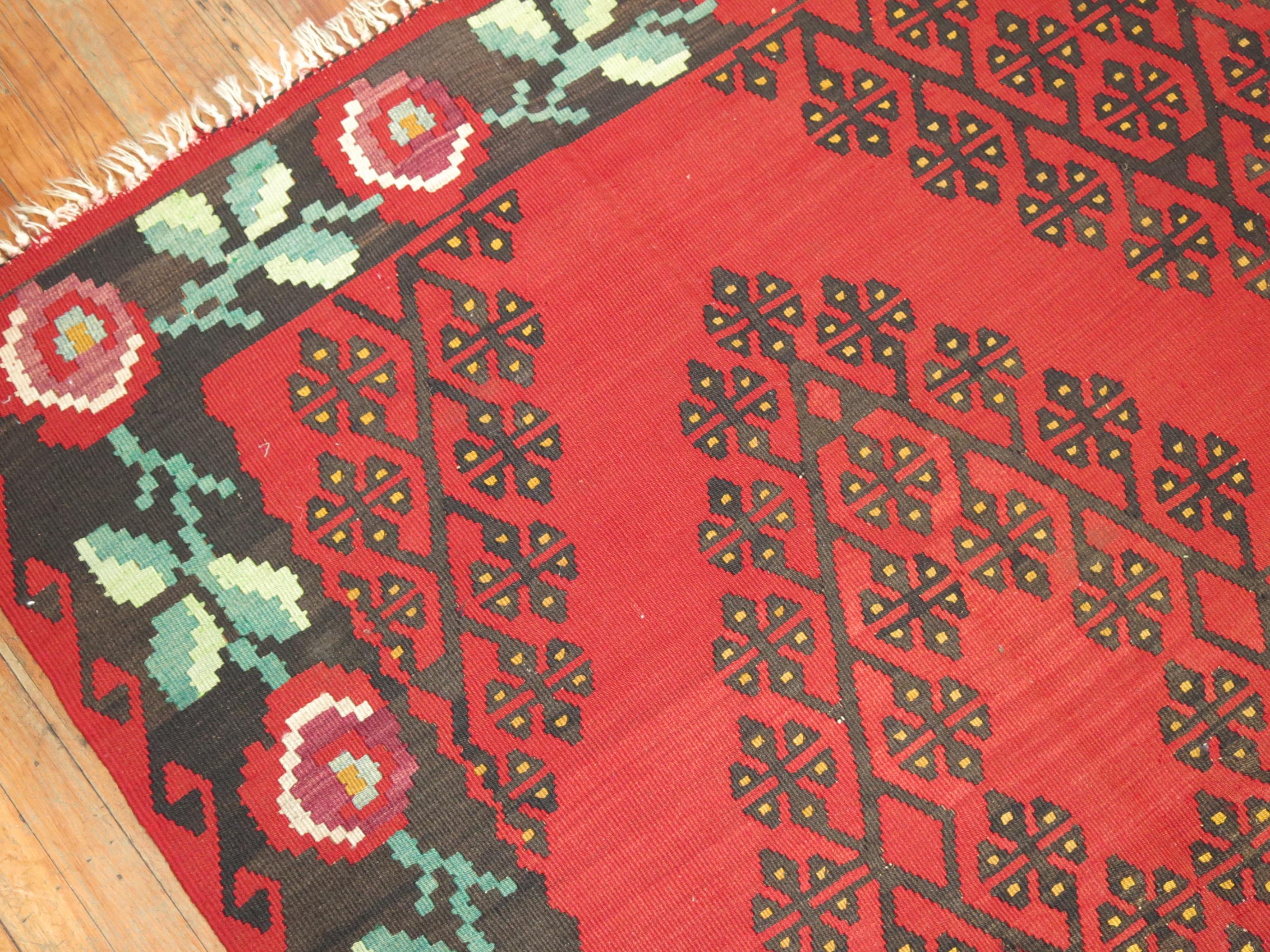 20th Century Zabihi Collection Vintage Besserabian Kilim Flat-Weave For Sale