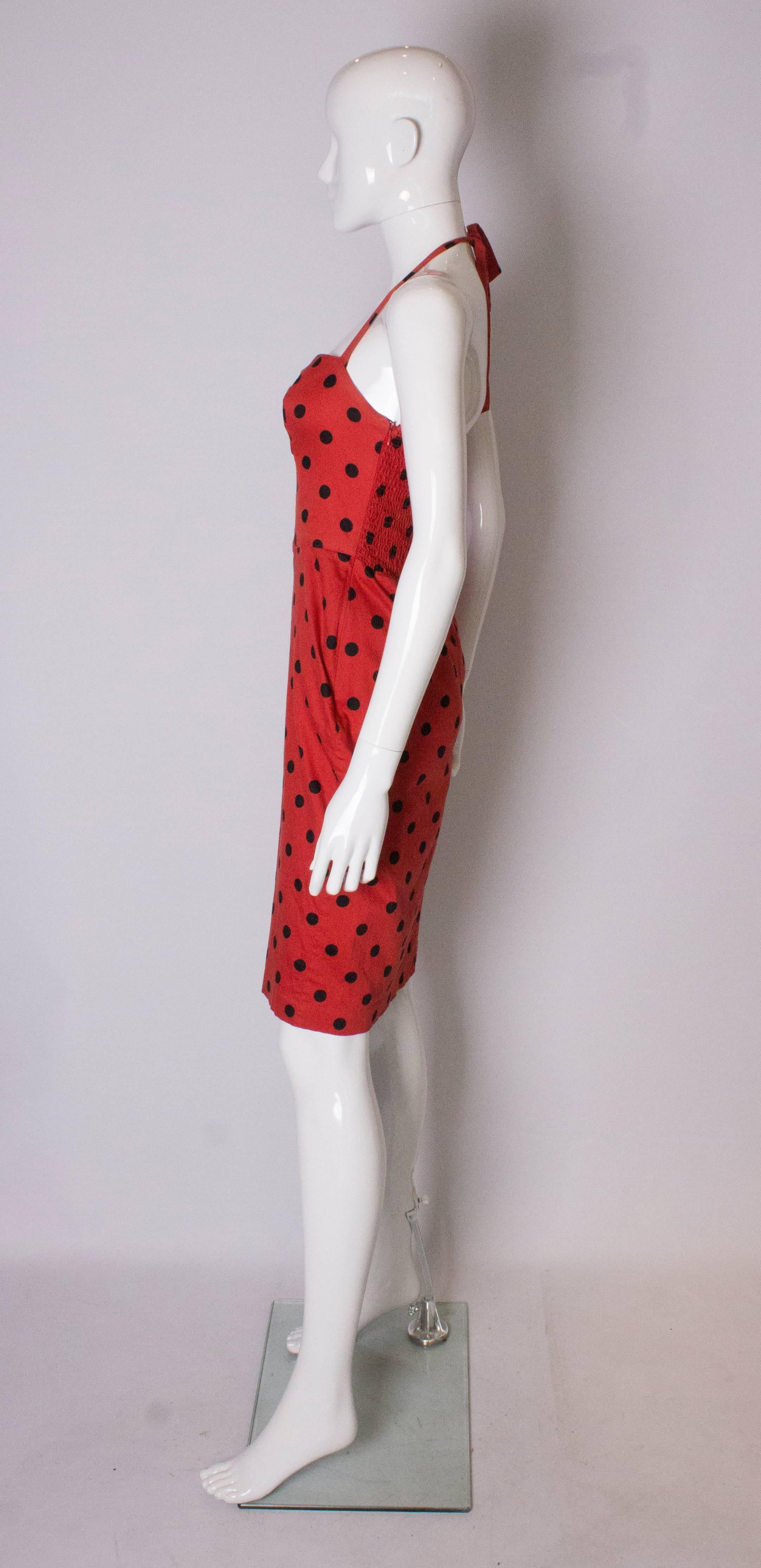 Red A Vintage 1950s style halter neck Polka Dot Dress by Betsey Johnson 