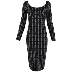Vintage Betsey Johnson "Screw" Print Stretch Bodycon Dress