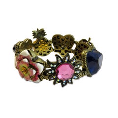 Vintage Betsy Johnson Multi-Color Stone and Enamel Stretch Bracelet