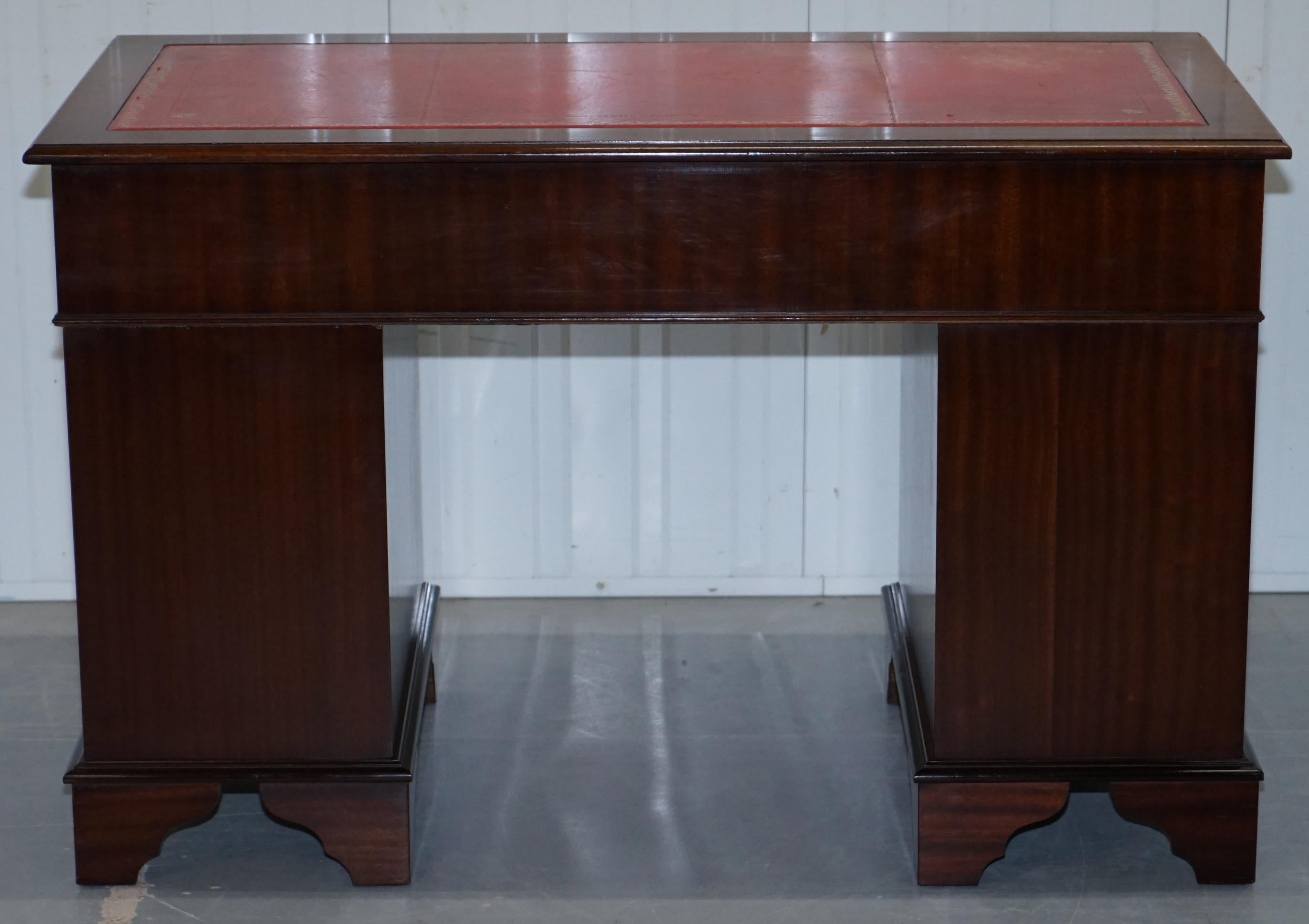 Vintage Bevan Funnell Twin Pedestal Partner Desk Oxblood Leather Writing Surface 3