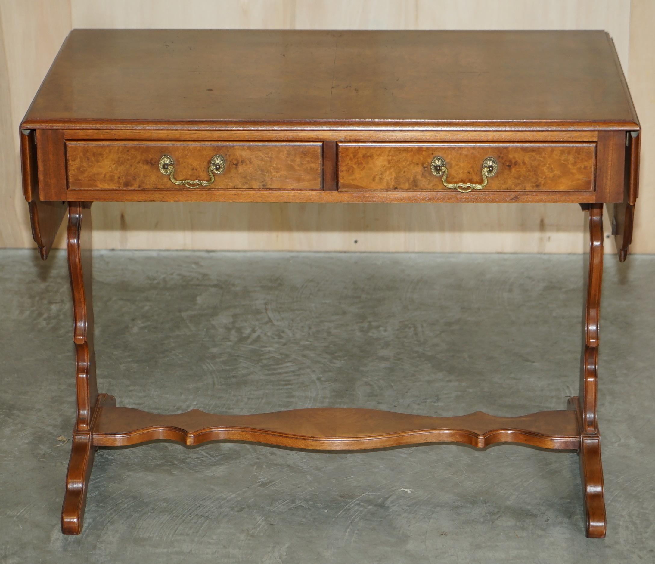Regency Vintage Bevan Funnell Burr Walnut Extending Sofa / Occasional Table Nice Timber For Sale