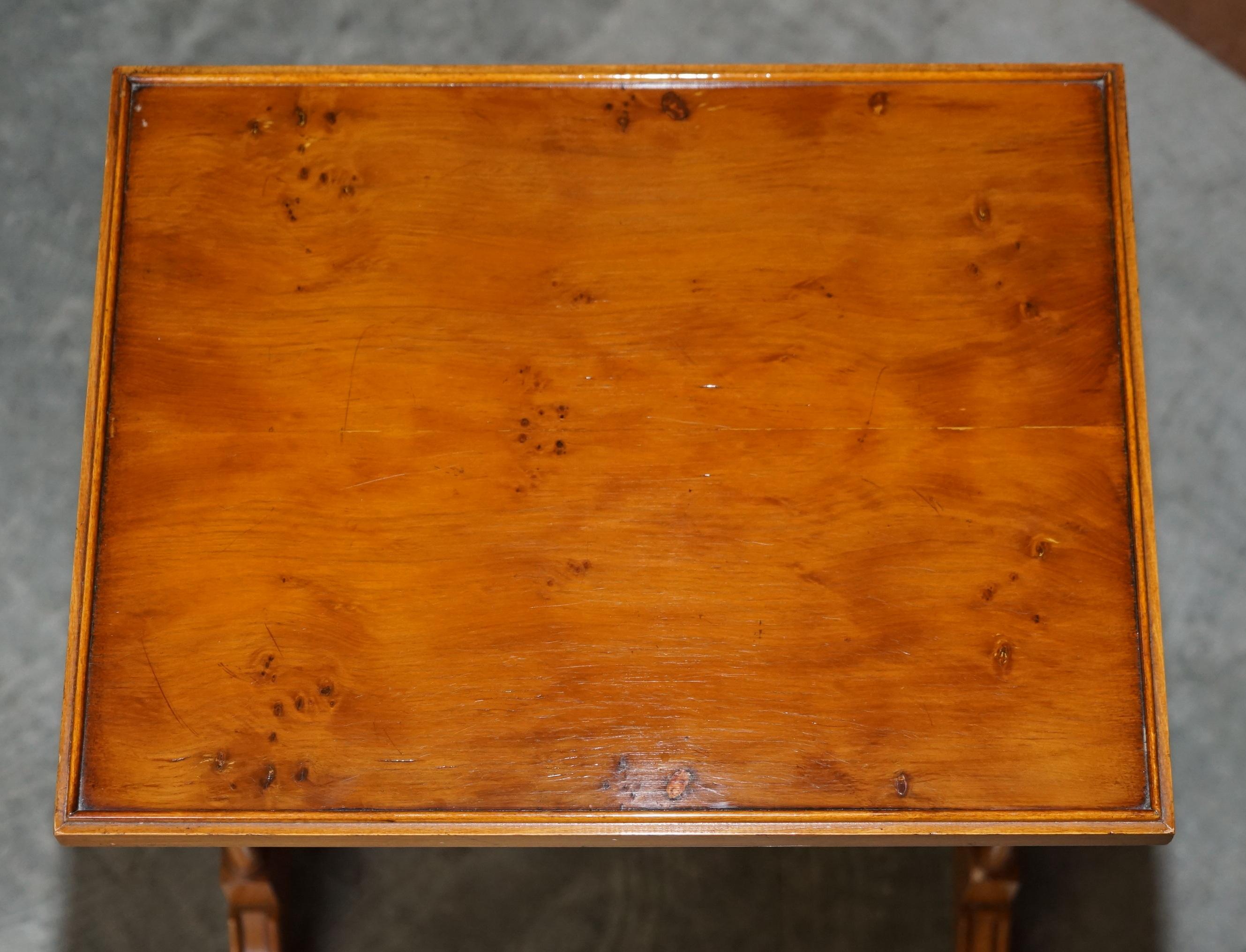 Vintage Bevan Funnell Burr Yew Wood Chippendale Style Nest of Side End Tables 9