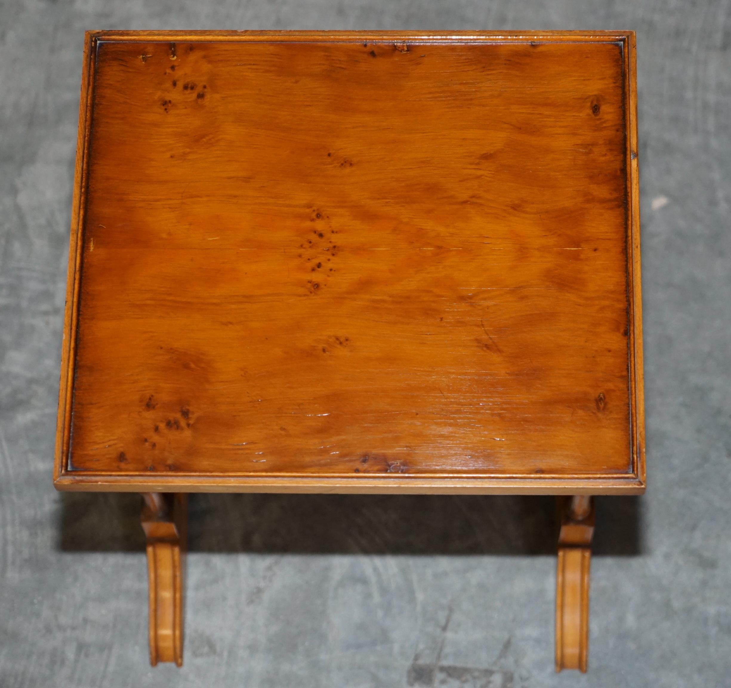 Vintage Bevan Funnell Burr Yew Wood Chippendale Style Nest of Side End Tables 13