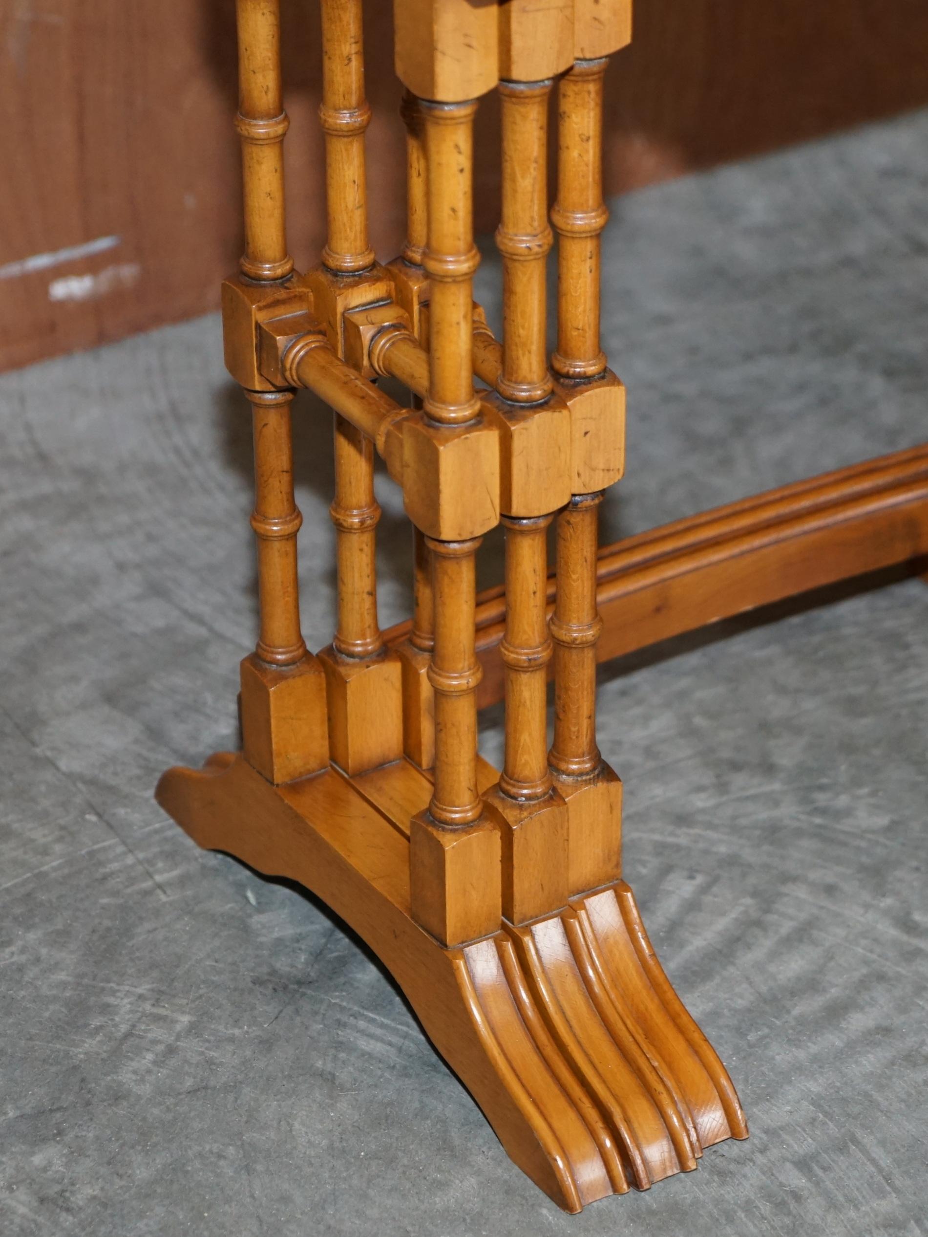 Hand-Crafted Vintage Bevan Funnell Burr Yew Wood Chippendale Style Nest of Side End Tables