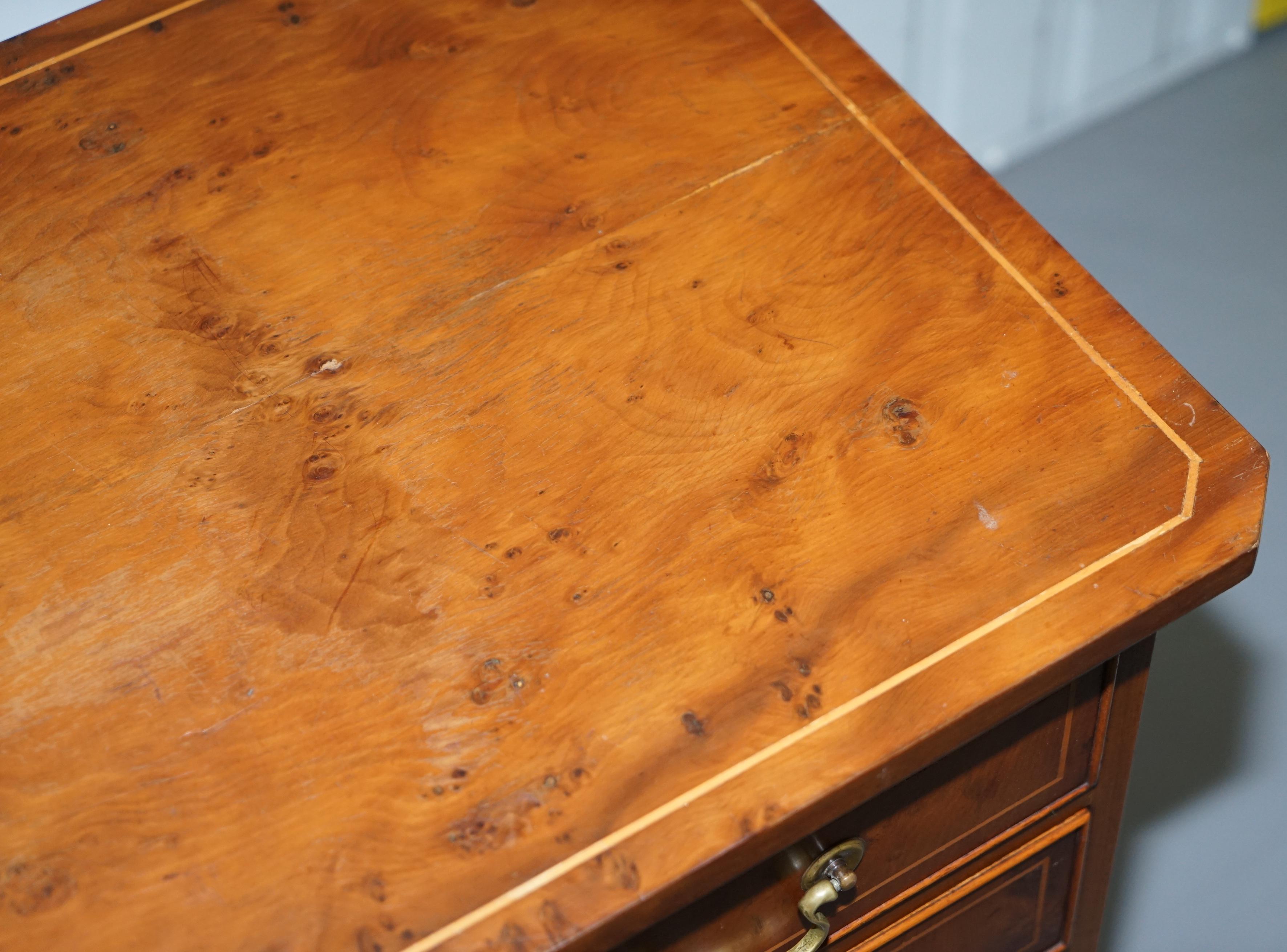 Vintage Bevan Funnell Burr Yew Wood Large Sideboard Sized Bank Chest of Drawers 7