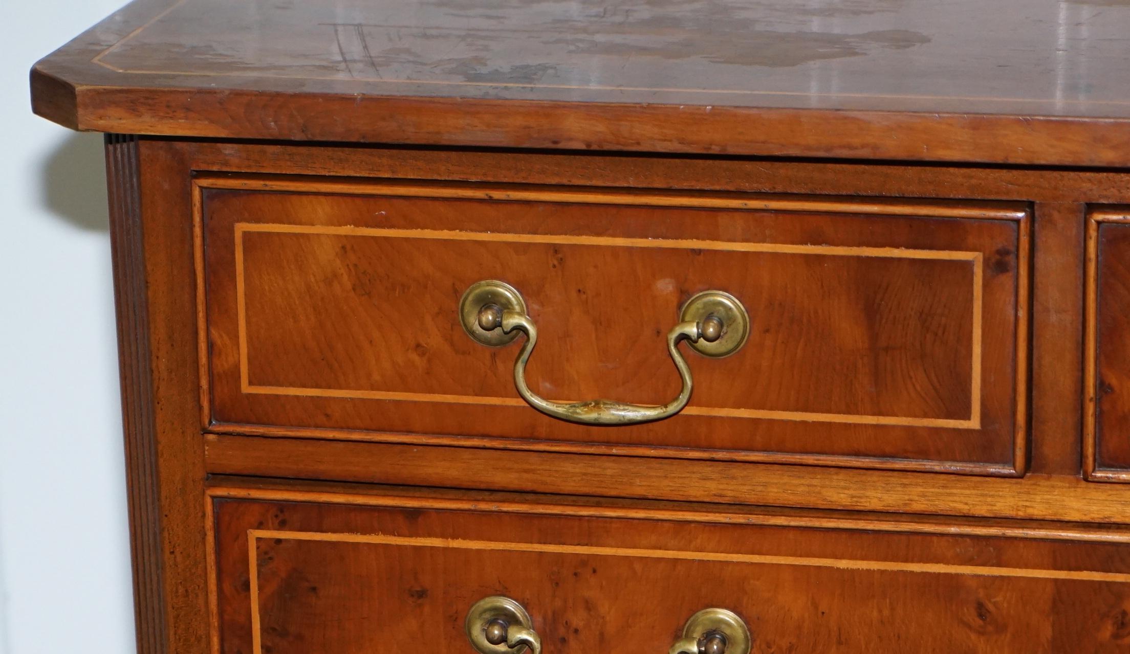 Hand-Crafted Vintage Bevan Funnell Burr Yew Wood Large Sideboard Sized Bank Chest of Drawers