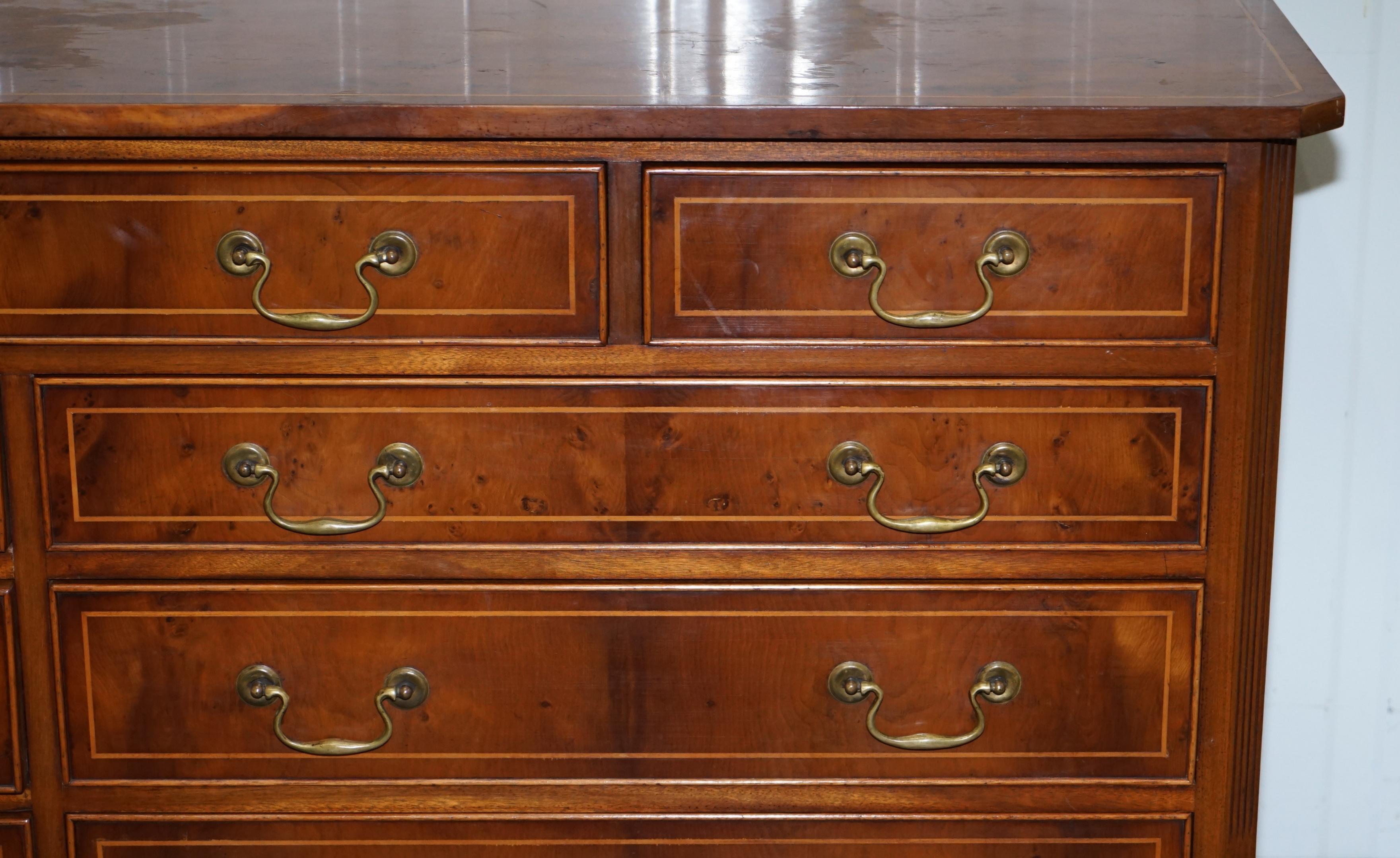 Vintage Bevan Funnell Burr Yew Wood Large Sideboard Sized Bank Chest of Drawers 2