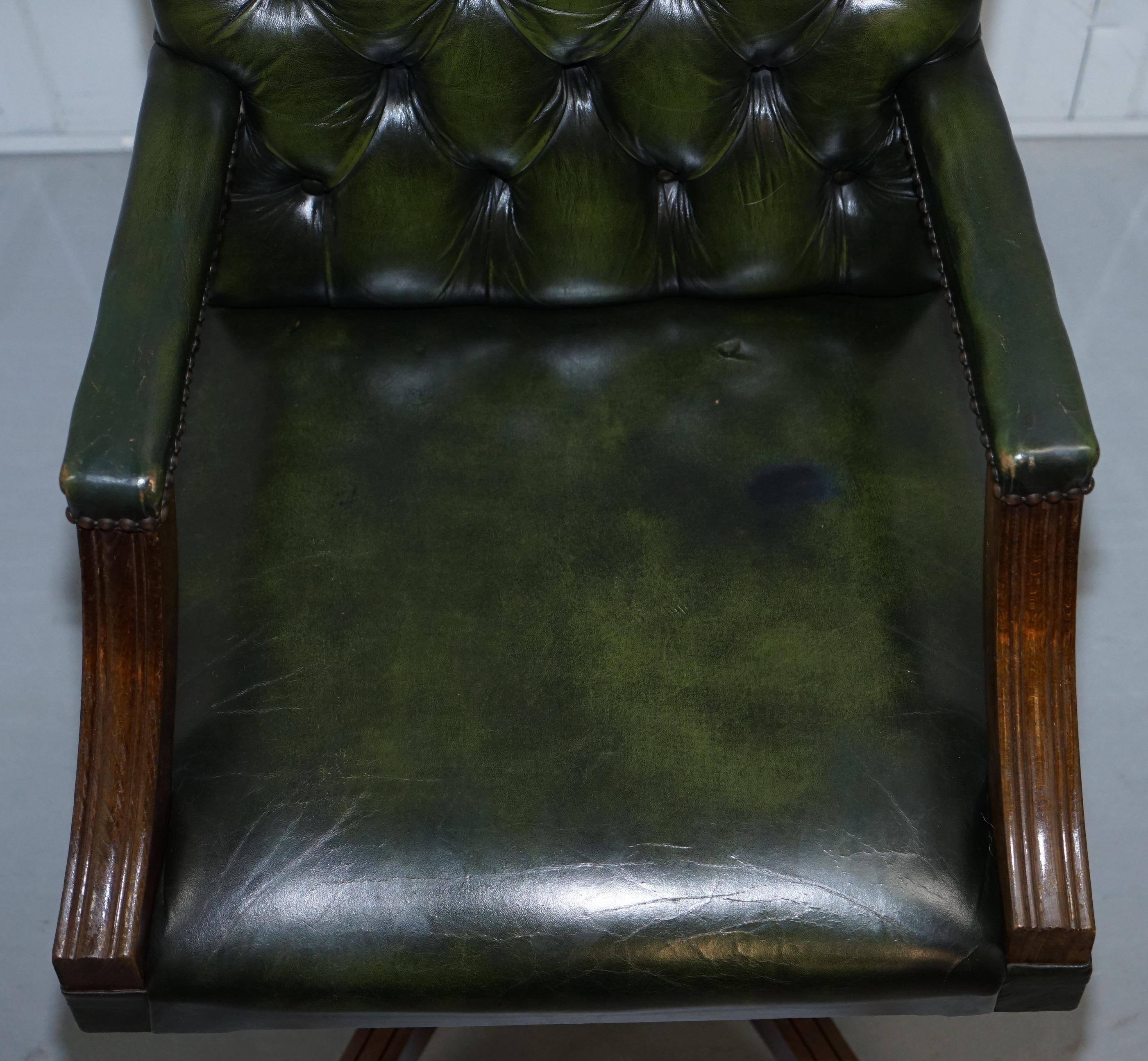 green leather office chair