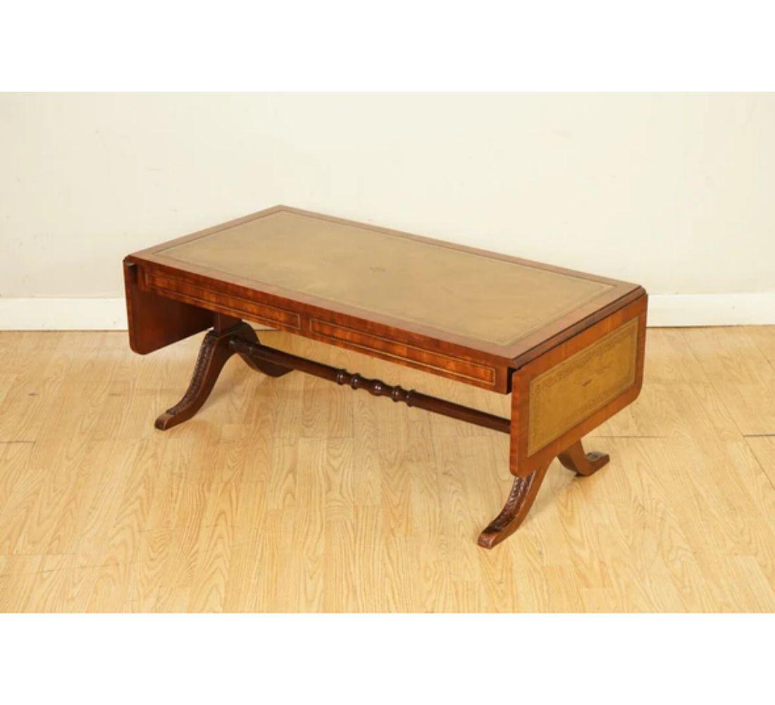 We are delighted to offer for sale this Stunning Bevan Funnell Extending Coffee Table.

This is a very well-made and versatile piece with a lovely timber patina and a lovely Regency-style brown leather top.
 
This piece is in great order. We