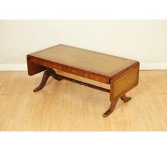Vintage Bevan Funnell Extending Coffee Table with Leather Top Carved Legs