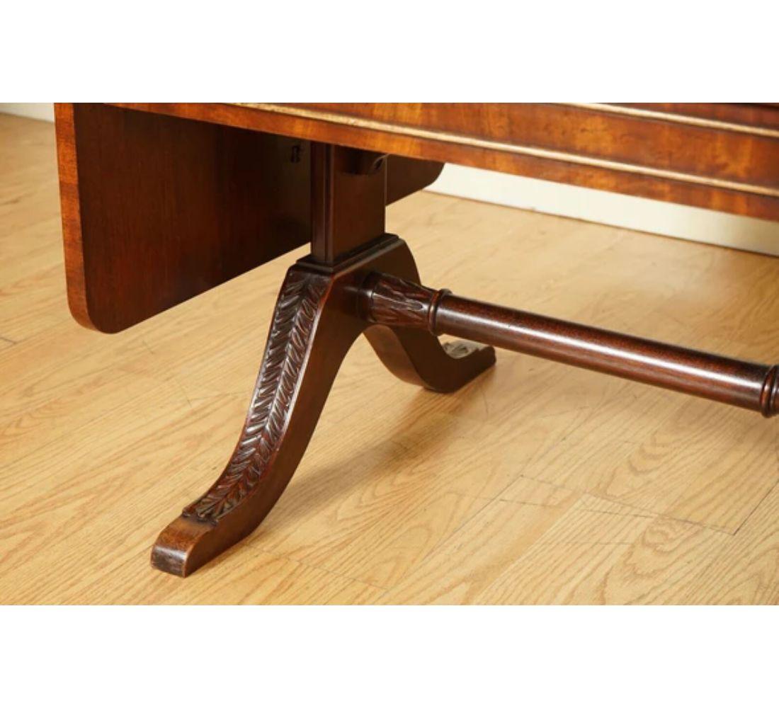 Vintage Bevan Funnell Extending Coffee Table with Leather Top Carved Legs For Sale 1