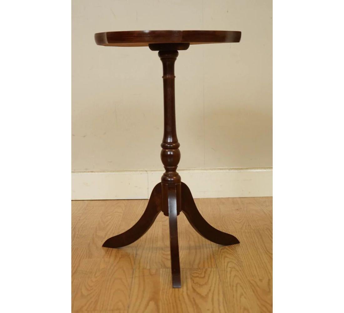Hand-Crafted Vintage Bevan Funnell Green Leather Top Plant End Side Table Stand For Sale