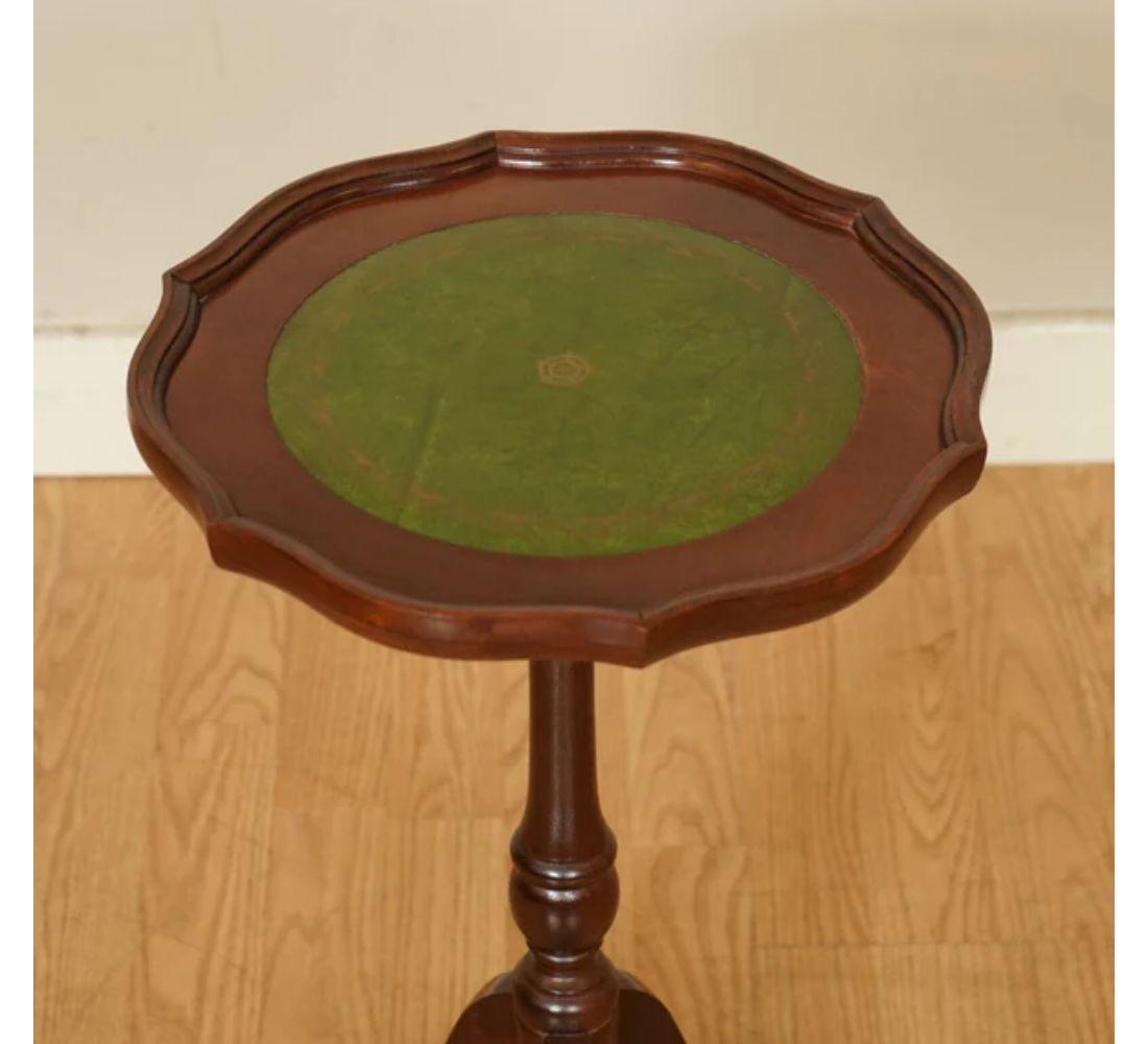 20th Century Vintage Bevan Funnell Green Leather Top Plant End Side Table Stand For Sale