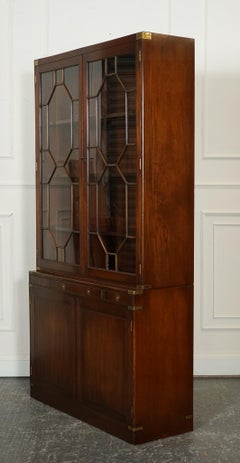 VINTAGE BEVAN FUNNELL MILITARY CAMPAIGN ASTRAL GLAZED LIBRARY DISPLAY CABiNET
