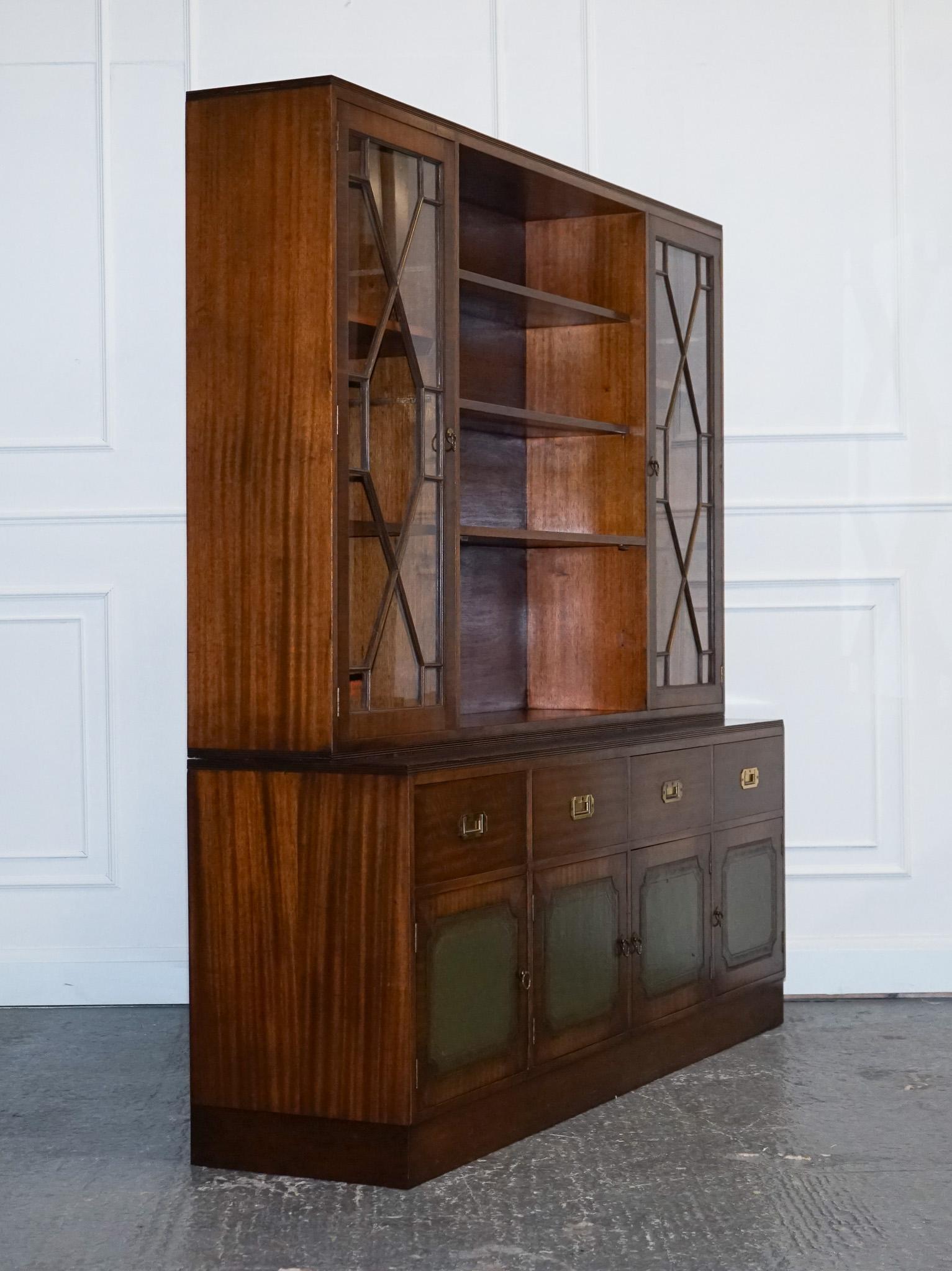 Vintage Bevan Funnell Military Campaign Bookcase with Embossed Leather Doors For Sale 10