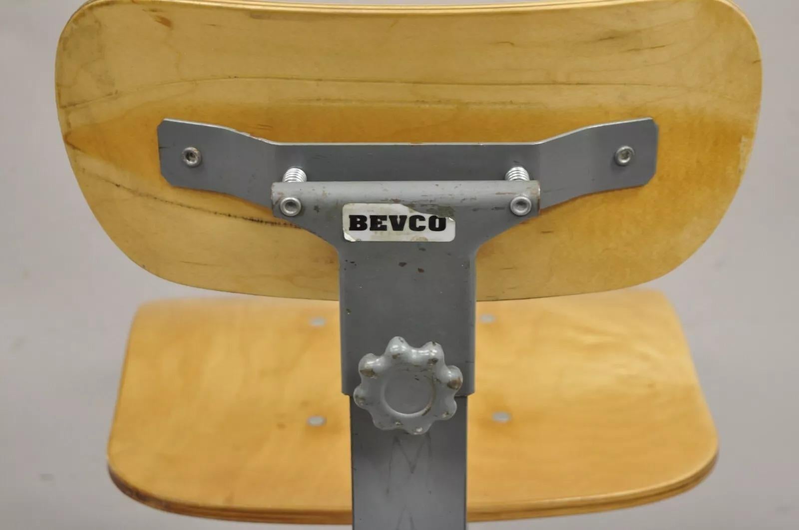 Vintage Bevco Maquinista Industrial Metal Ajustable Taburete de Dibujo Silla de Trabajo en venta 3