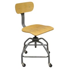 Vintage Bevco Industrial Machinist Adjustable Metal Drafting Work Stool Chair