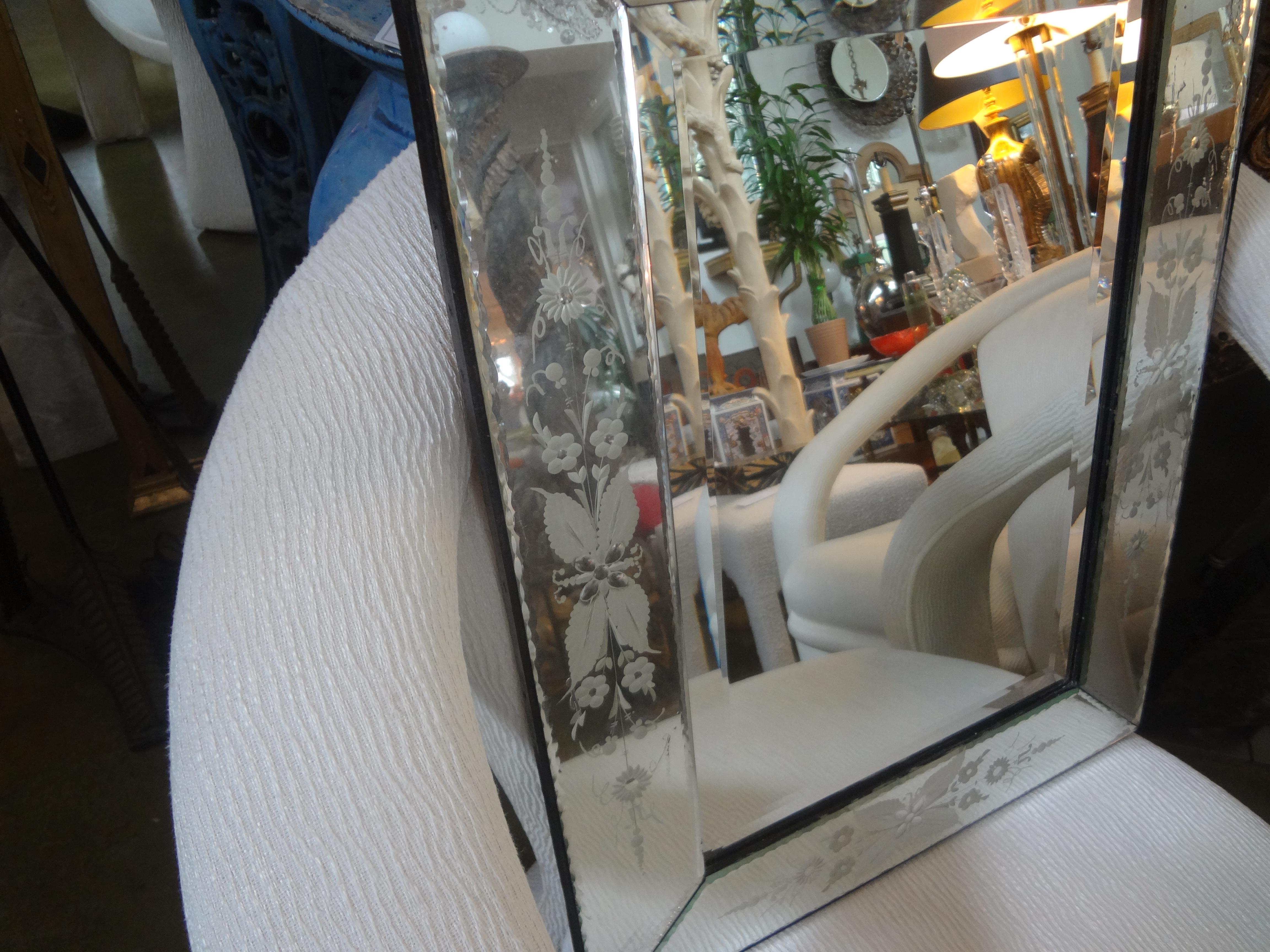 Vintage Beveled and Etched Mirror at 1stDibs beveled