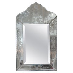 Vieux miroir vénitien biseauté et gravé
