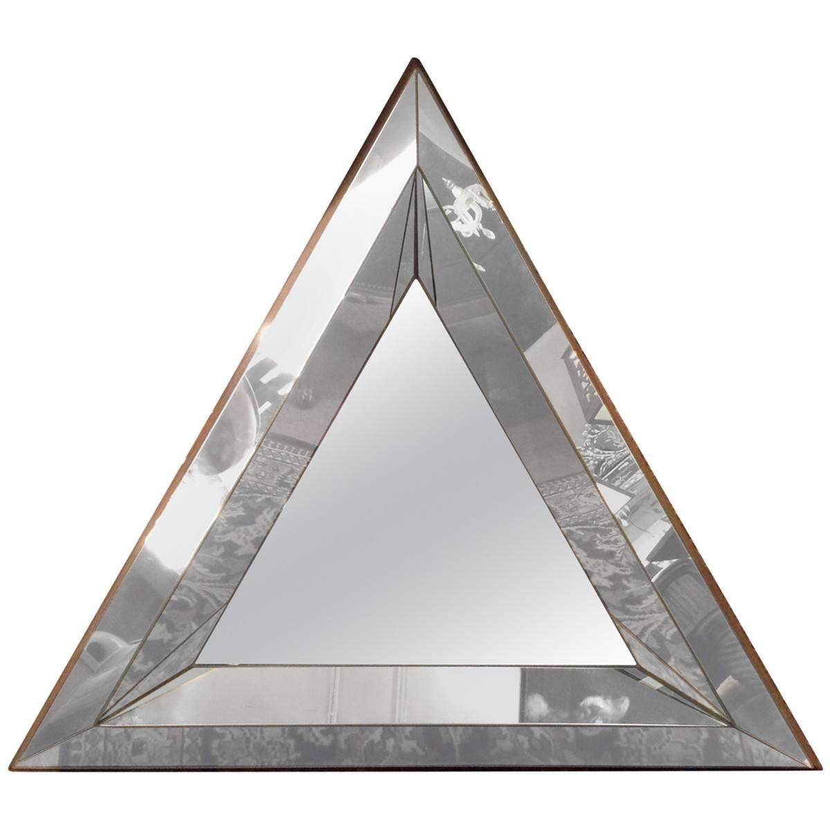 Vintage Bevelled Glass Triangle Wall Mirror at 1stDibs