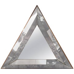 Vintage Bevelled Glass Triangle Wall Mirror