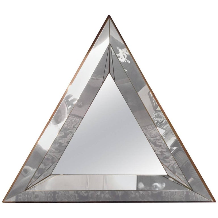 Vintage Bevelled Glass Triangle Wall Mirror at 1stDibs