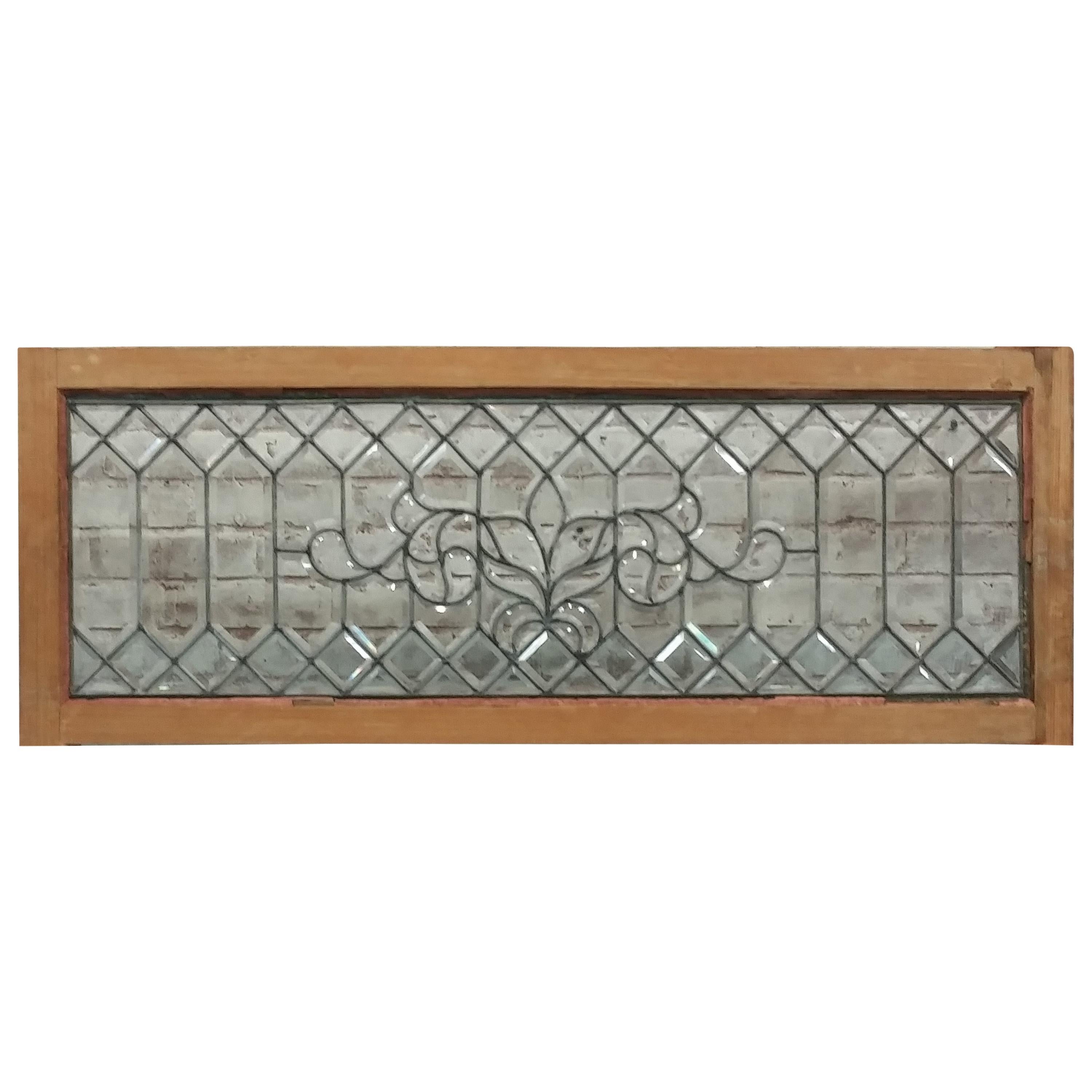 unique 19th century Stained glass / Beveled Glass Transom Window