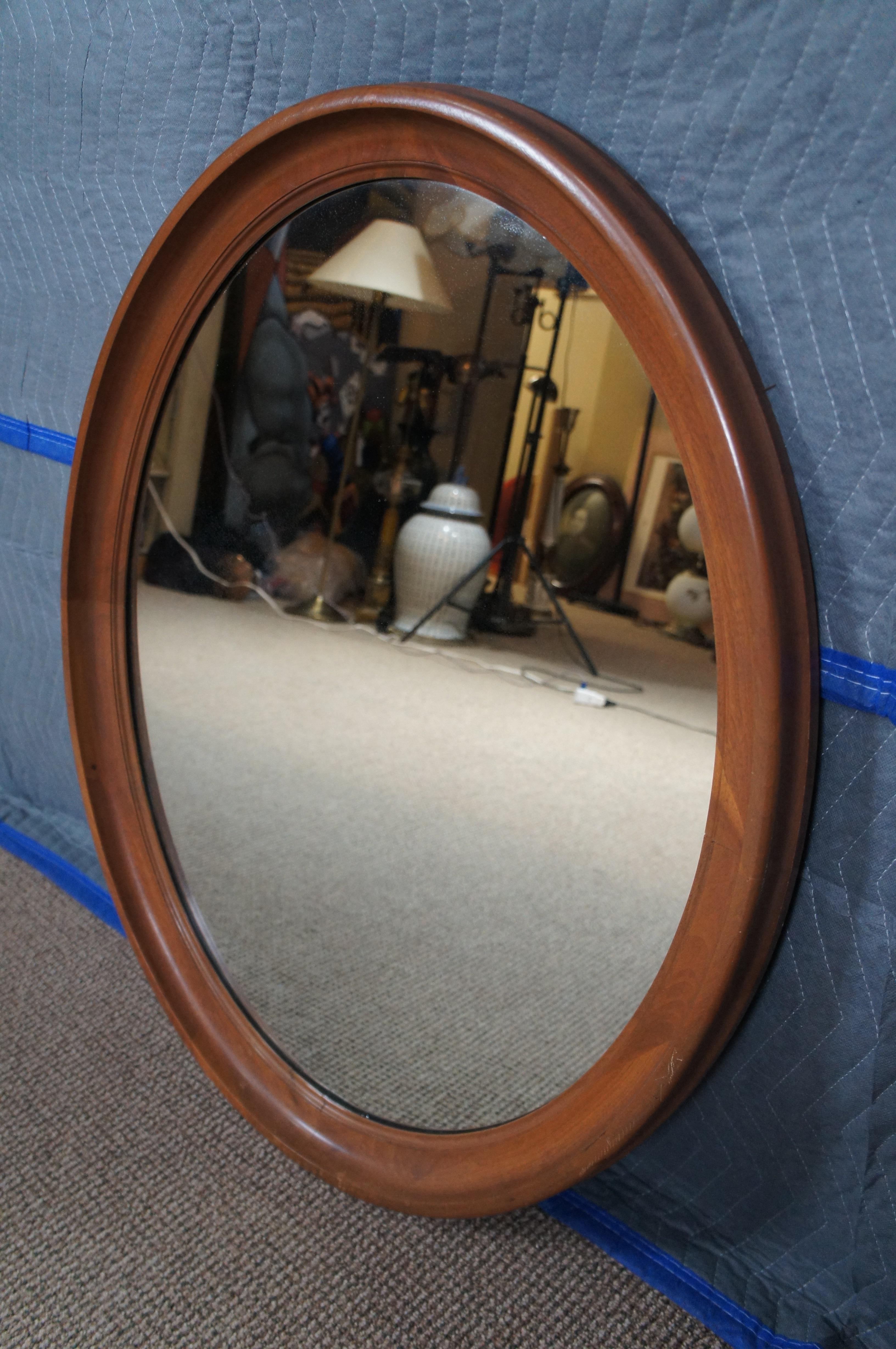 Glass Vintage Beveled Mahogany Oval Frame Vanity Wall Hanging Mirror
