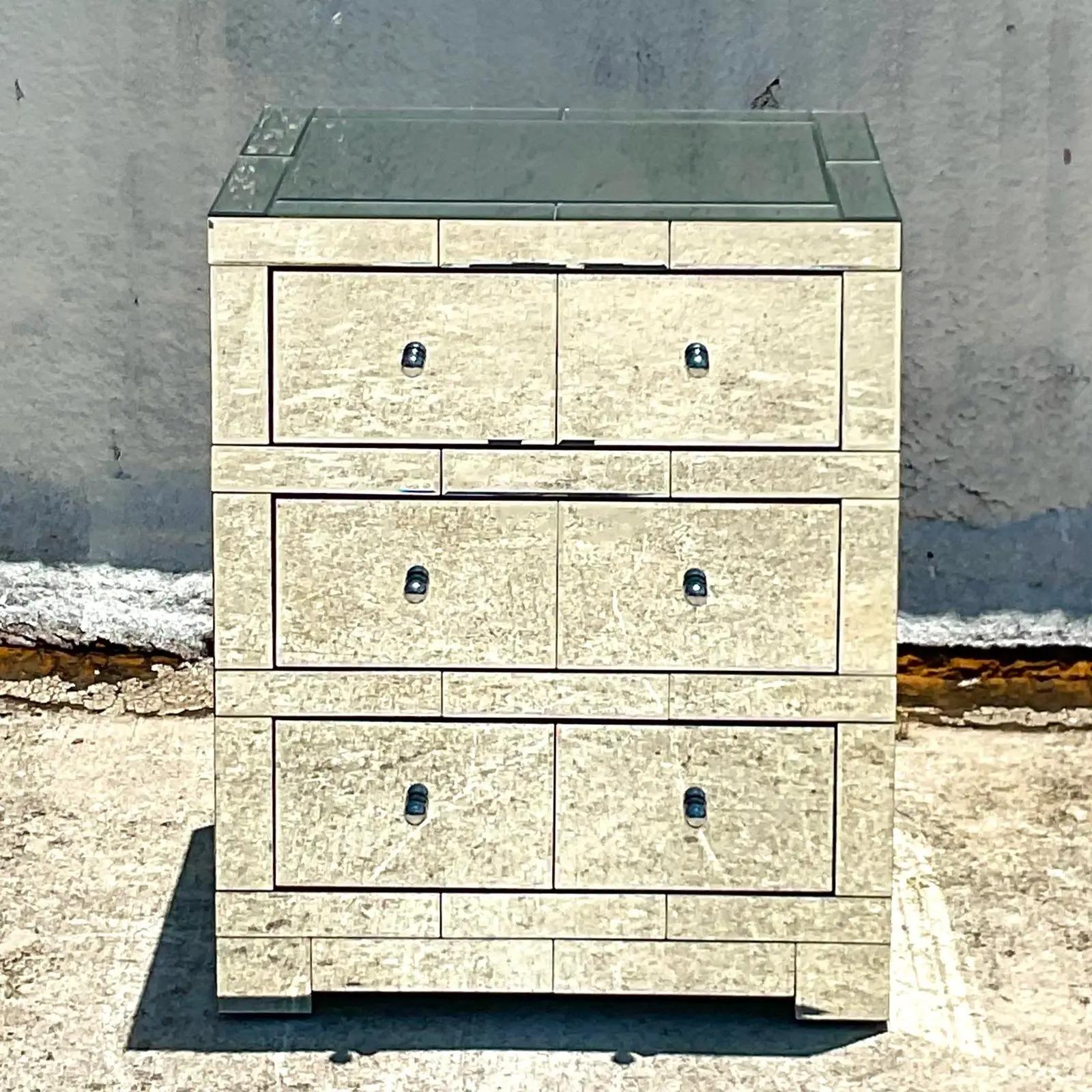 Vintage Beveled Mirrored Bachelors Chest