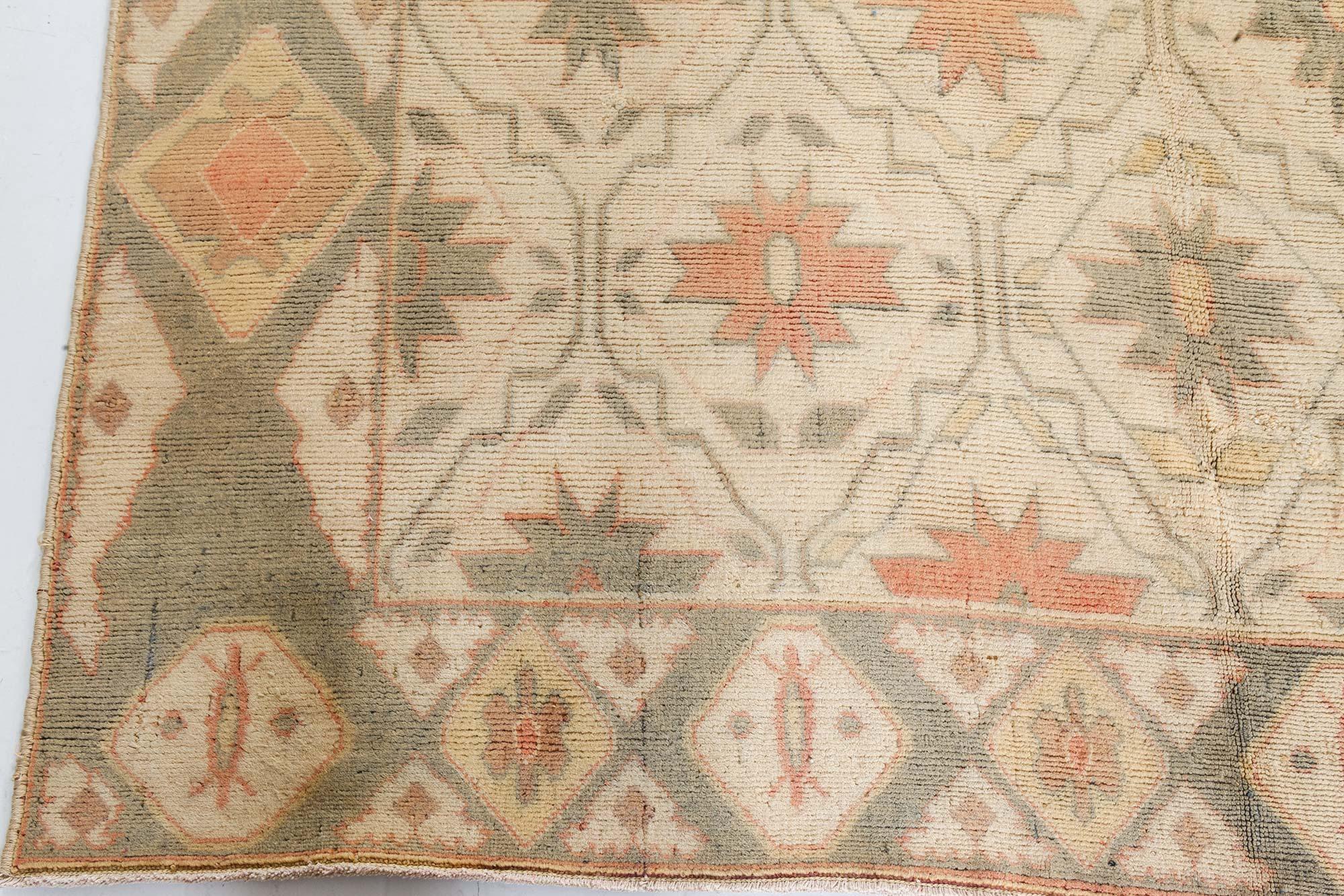 Hand-Knotted Vintage Bezalel Handmade Wool Rug For Sale
