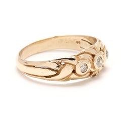Vintage Bezel Set .15ctw Diamond Band Ring, 14k Yellow Gold, Ring Size 9