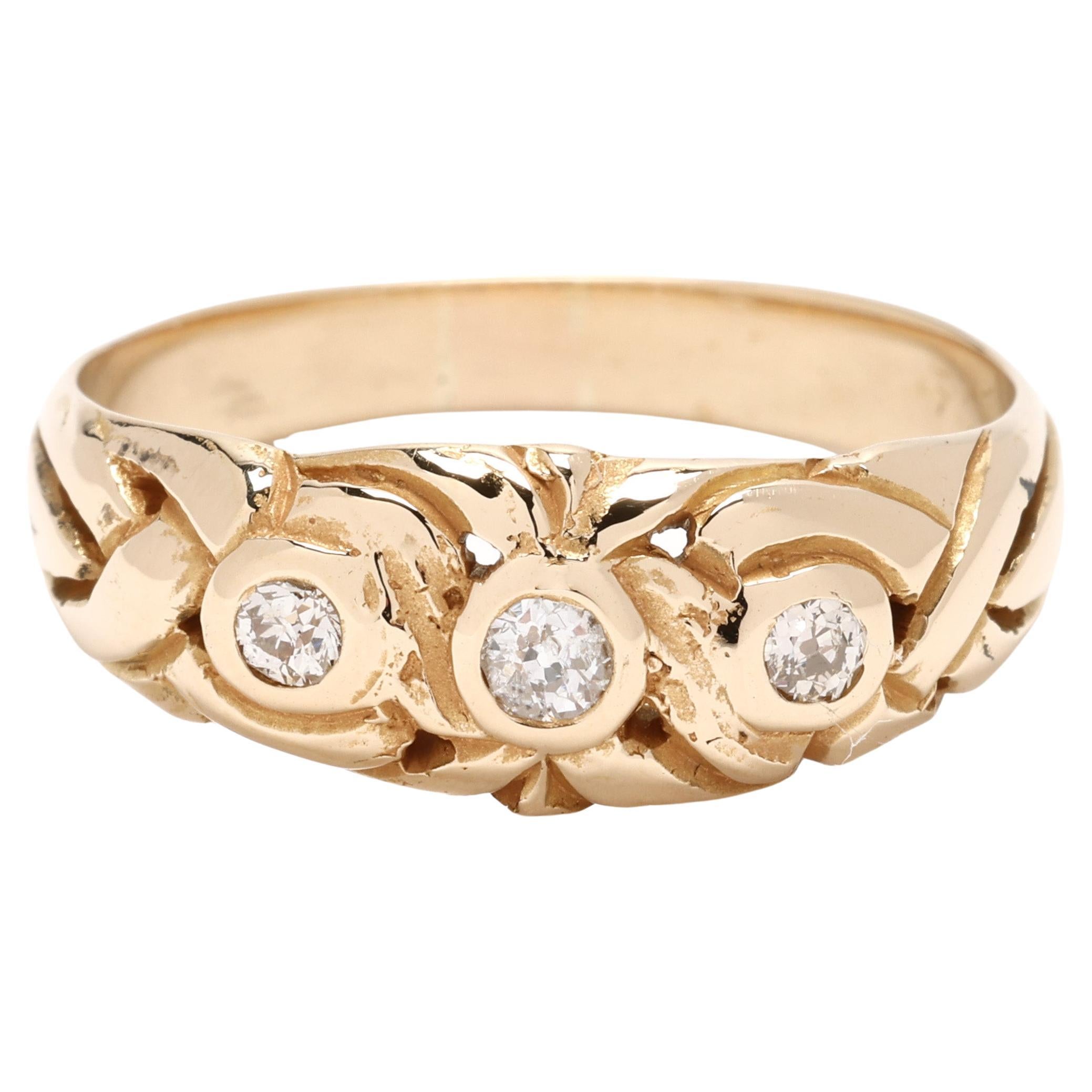 Vintage Bezel Set .15ctw Diamond Band Ring, 14k Yellow Gold, Ring Size ...