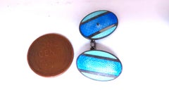 Vintage BGM Sterling Silver Enamel Cufflinks 12480*