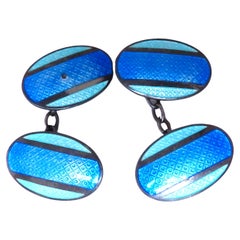 Vintage BGM Sterling Silver Enamel Cufflinks 12480*